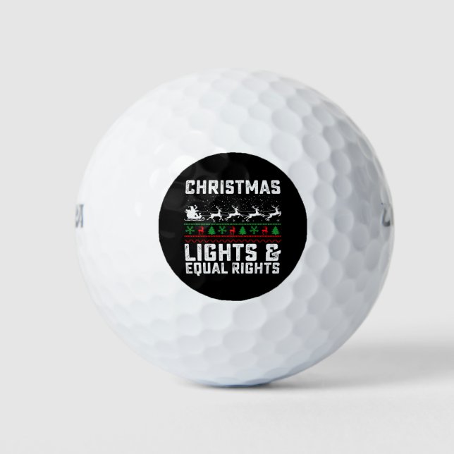 Christmas Lights And Equal Rights Feminist Golf Balls (Front)