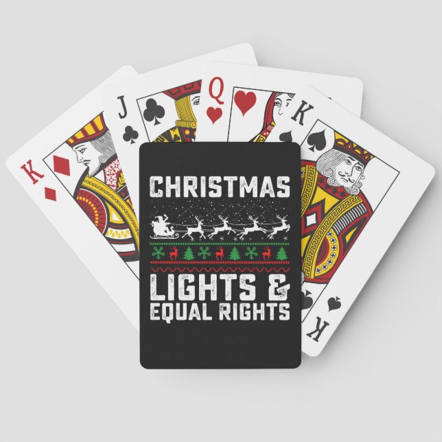 Christmas Lights And Equal Rights Feminist Playing Cards (Back)
