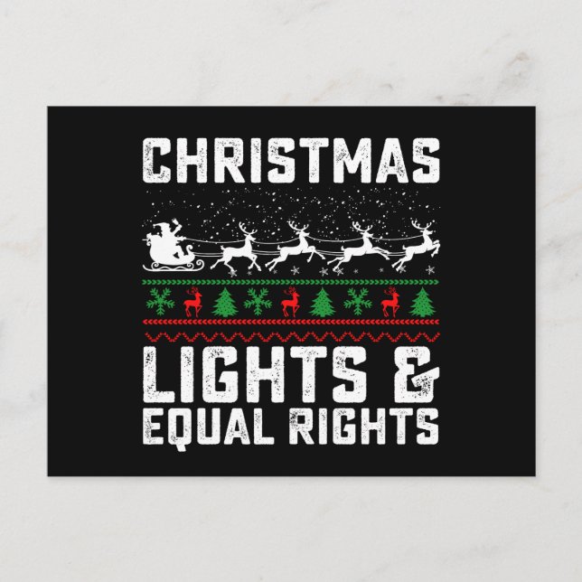 Christmas Lights And Equal Rights Feminist Postcard (Front)