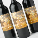Christmas Lights and Star Business Gift Wine Label<br><div class="desc">A holiday star,  strands of golden Christmas lights,  your holiday Christmas greeting and company name in chic lettering personalise these wine bottle labels to serve at your holiday party or to give as gifts or party favours for clients,  employees and corporate gifts. MATCHING items in our collection.</div>