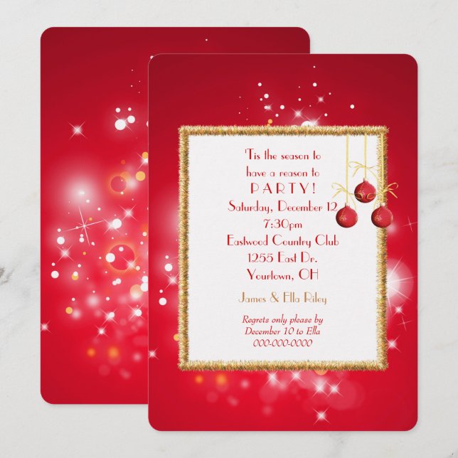 Christmas Lights and Tinsel Invitation (Front/Back)