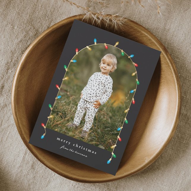 Christmas Lights Arch Photo Holiday Card Magnet (Elegant Christmas Lights Arch Photo Christmas Holiday Magnetic Card.)