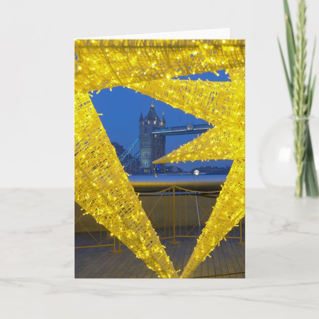 Christmas Lights at Tower Bridge, London UK Card (Front)