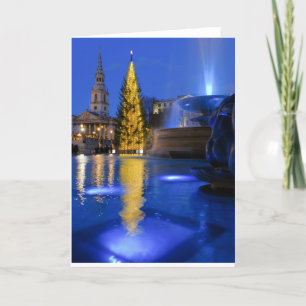 Christmas Lights at Trafalgar Square, London UK Card
