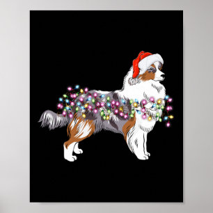 Christmas Lights Australian Shepherd Dog Cute  Poster