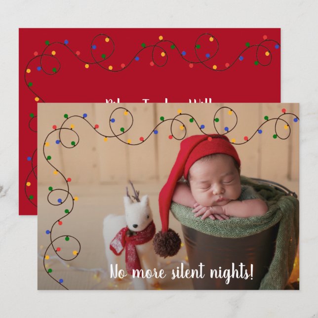 Christmas Lights Baby Photo Birth Announcements (Front/Back)