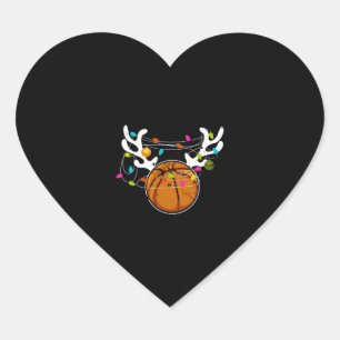 Christmas Lights Basketball Ball Funny Xmas Heart Sticker