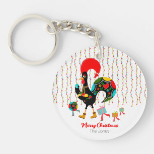 Christmas lights, baubles, presents and Rooster Key Ring