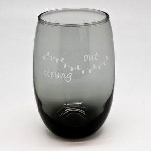 Christmas Lights Black Stemless Wine Glass