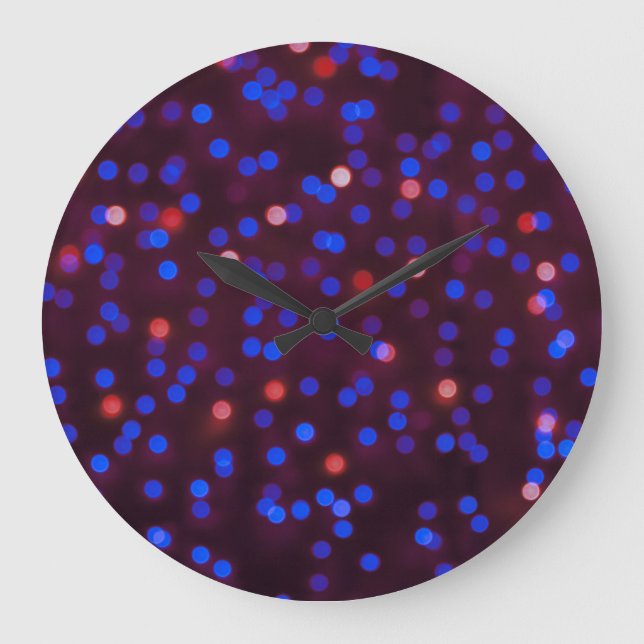 Christmas lights, blurred, festive background. large clock (Front)