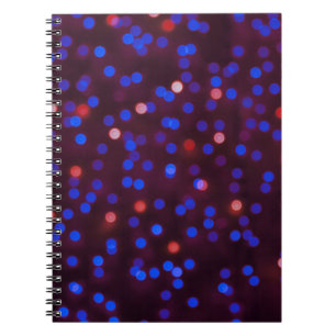 Christmas lights, blurred, festive background. notebook