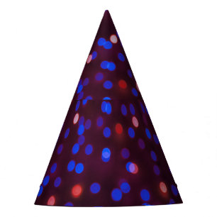 Christmas lights, blurred, festive background. party hat