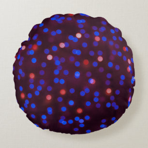 Christmas lights, blurred, festive background. round cushion
