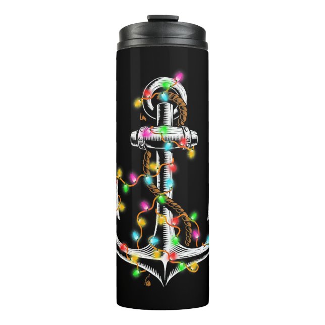 Christmas Lights Boating Sailing Cruise Boat Gif Thermal Tumbler (Front)