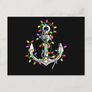 Christmas lights boating sailing cruise postcard