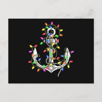 Christmas lights boating sailing cruise postcard