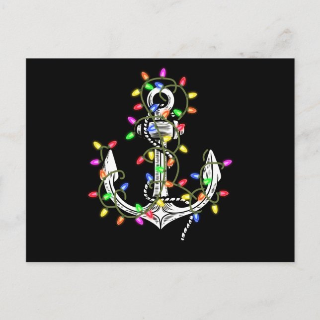 Christmas lights boating sailing cruise postcard (Front)