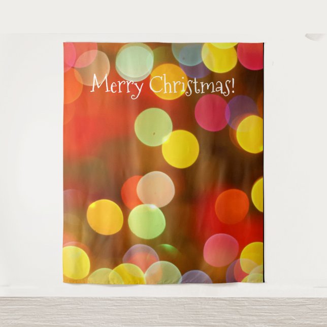 Christmas Lights Bokeh Modern Photo Booth Backdrop Tapestry (Front)