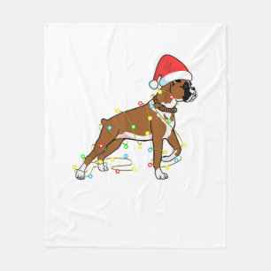 Christmas Lights Boxer Dog Lover Funny Gift  Fleece Blanket