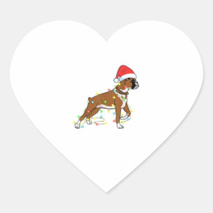 Christmas Lights Boxer Dog Lover Funny Gift  Heart Sticker