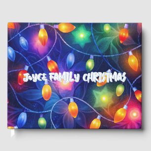 Christmas Lights Bright Holiday Whimsical Merry Guest Book