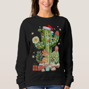 Christmas Lights Cactus Lover Funny Xmas Cactus Gi Sweatshirt