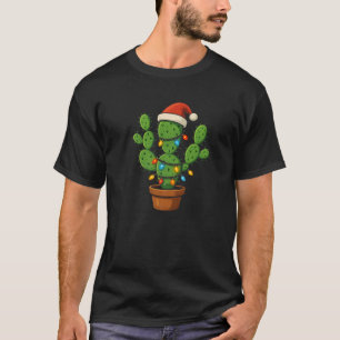 Christmas Lights Cactus Lover Funny Xmas for Men W T-Shirt