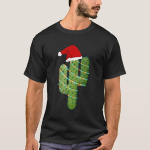 Christmas Lights Cactus Lover Funny Xmas Gift T-Shirt
