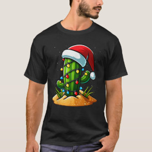 Christmas Lights Cactus Lover Funny Xmas Men Women T-Shirt