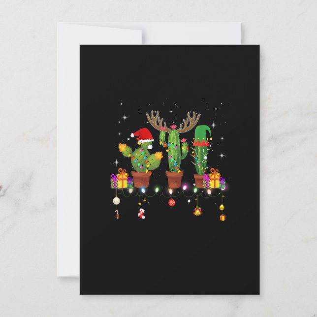 Christmas Lights Cactus Lover Funny Xmas Pajama Ho Invitation (Front)