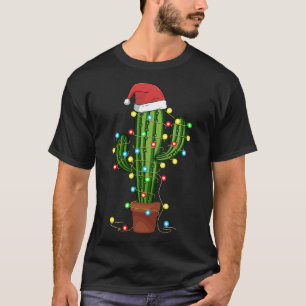 Christmas Lights Cactus Lover Funny Xmas T-Shirt