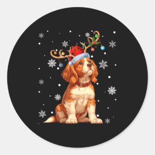 Christmas Lights Cavalier King Charles Spaniel Xma Classic Round Sticker