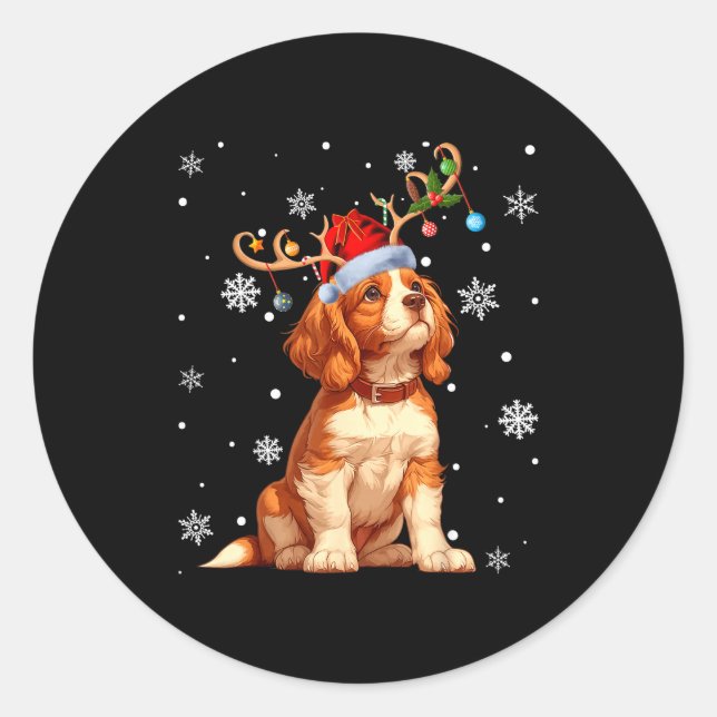 Christmas Lights Cavalier King Charles Spaniel Xma Classic Round Sticker (Front)