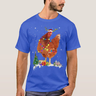 Christmas Lights Chicken Santa Funny Chicken  T-Shirt