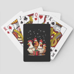 Christmas Lights Chicken Santa Funny Xmas Playing Cards