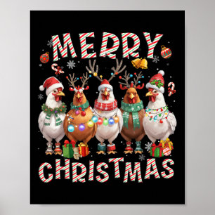 Christmas Lights Chicken Santa Funny Xmas Tree _1 Poster