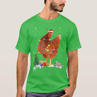 Christmas Lights Chicken Santa Funny Xmas Tree Ch T-Shirt