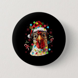Christmas Lights Chicken Santa Funny Xmas Tree Chi 6 Cm Round Badge