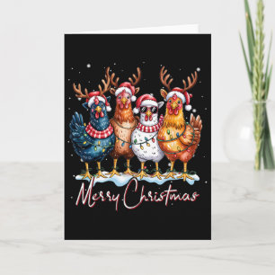 Christmas Lights Chicken Santa Funny Xmas Tree Chi Card