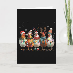 Christmas Lights Chicken Santa Funny Xmas Tree Chi Card