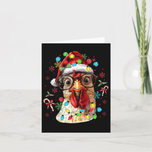 Christmas Lights Chicken Santa Funny Xmas Tree Chi Card