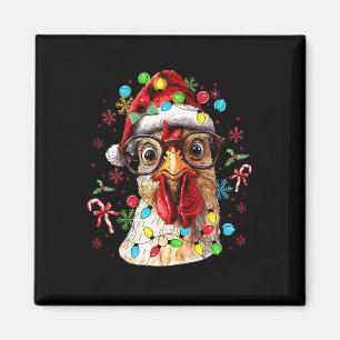 Christmas Lights Chicken Santa Funny Xmas Tree Chi Magnet