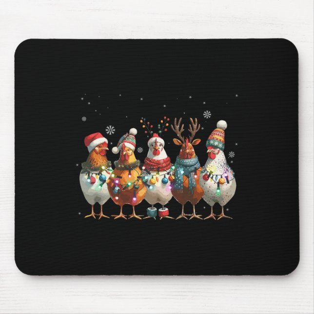 Christmas Lights Chicken Santa Funny Xmas Tree Chi Mouse Mat (Front)