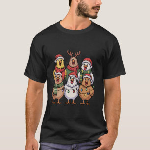 Christmas Lights Chicken Santa Funny Xmas Tree for T-Shirt