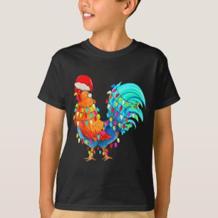 Christmas Lights Chicken Wearing Xmas Hat Chicken  T-Shirt