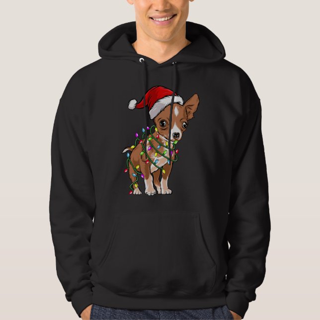 Christmas Lights Chihuahua Cute Chihuahua Dog Hoodie (Front)
