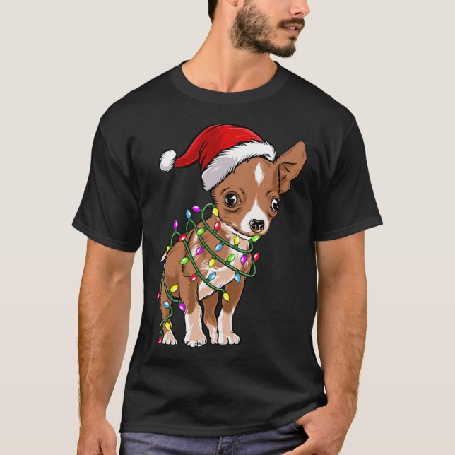 Christmas Lights Chihuahua Cute Chihuahua Dog T-Shirt (Front)
