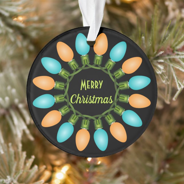 Christmas Lights Circle in Orange and Blue Ornament (Tree)