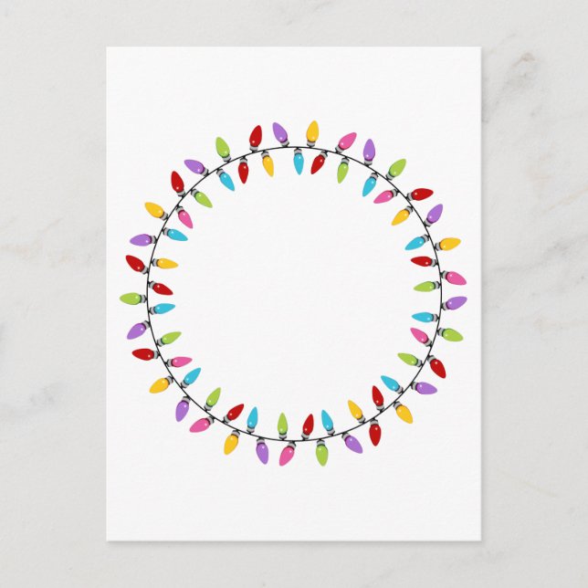 Christmas Lights Circle Pattern Holiday Postcard (Front)