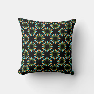 Christmas Lights Circles Pattern Orange and Blue Cushion